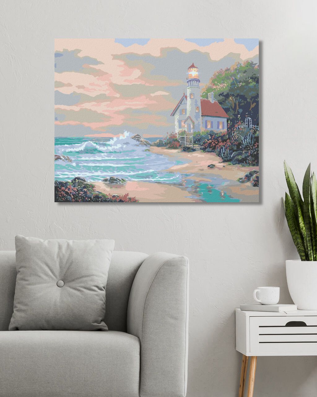 zuty Malování podle čísel - MAJÁK NA POBŘEŽÍ A VLNY (NORTHERN PROMOTIONS) - Rozměr: 40x50 cm, Rámování: Varianta: bez rámu a bez vypnutí plátna - obrázek 2