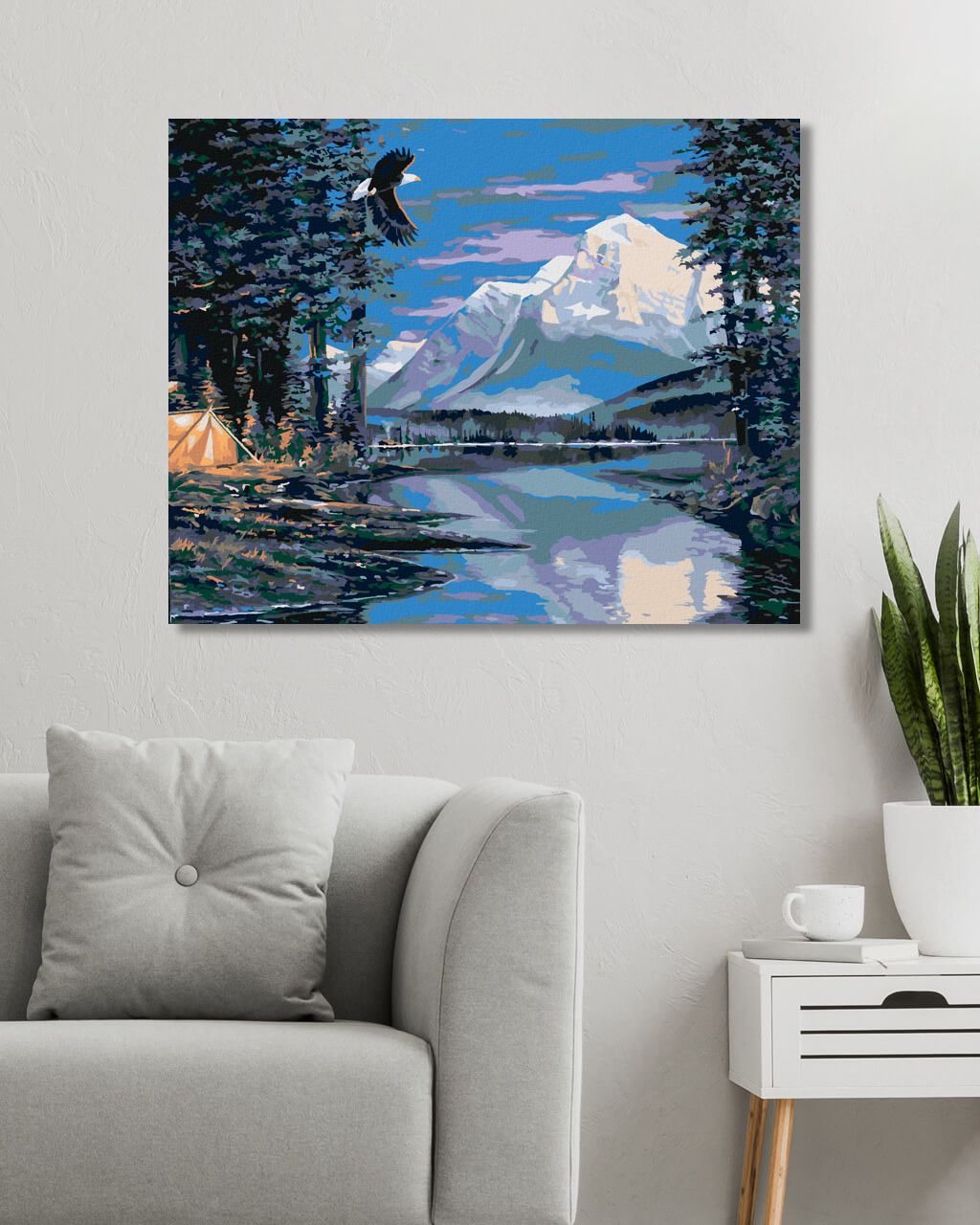 zuty Malování podle čísel - OREL, ŘEKA A HORY (NORTHERN PROMOTIONS) - Rozměr: 40x50 cm, Rámování: Varianta: bez rámu a bez vypnutí plátna - obrázek 5