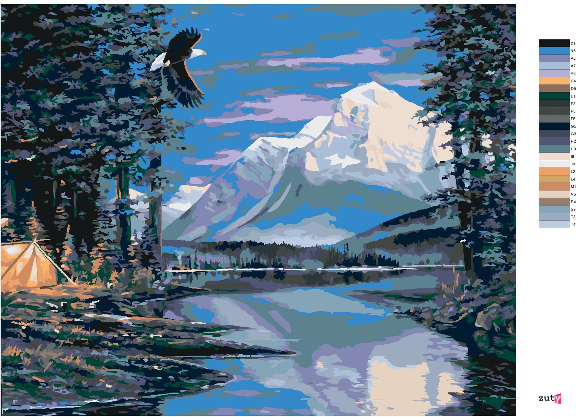 zuty Malování podle čísel - OREL, ŘEKA A HORY (NORTHERN PROMOTIONS) - Rozměr: 40x50 cm, Rámování: Varianta: bez rámu a bez vypnutí plátna - obrázek 9