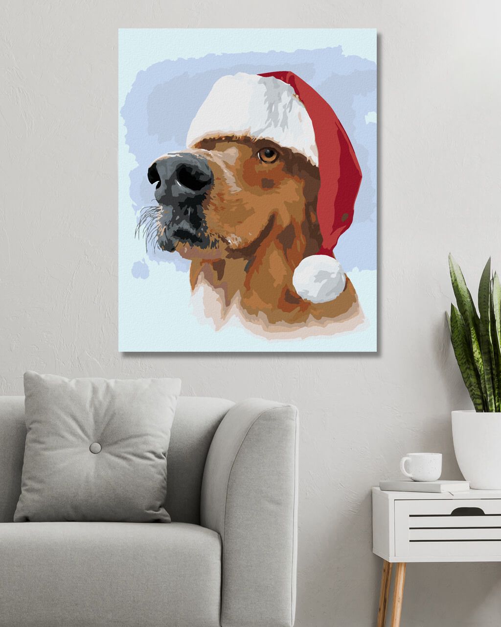 zuty Malování podle čísel - ZLATÝ RETRÍVR SE SANTA ČEPICÍ (LARRY HERSBERGER) - Rozměr: 40x50 cm, Rámování: Varianta: bez rámu a bez vypnutí plátna - obrázek 3