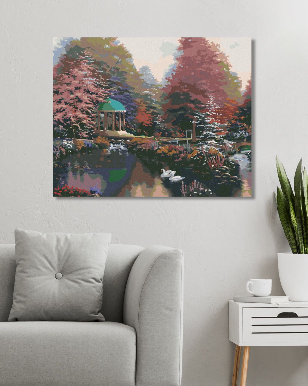 zuty Malování podle čísel - ALTÁN V PARKU A JEZERO S LABUTĚMI (NORTHERN PROMOTIONS) - Rozměr: 40x50 cm, Rámování: Varianta: vypnuté plátno na rám - obrázek 6