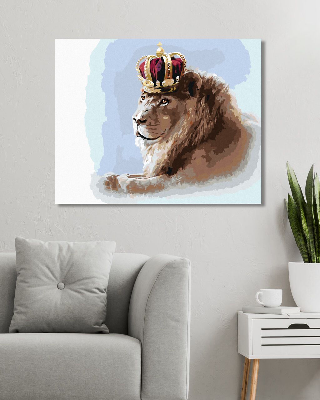 zuty Malování podle čísel - LEV S KORUNOU (LARRY HERSBERGER) - Rozměr: 40x50 cm, Rámování: Varianta: vypnuté plátno na rám - obrázek 3