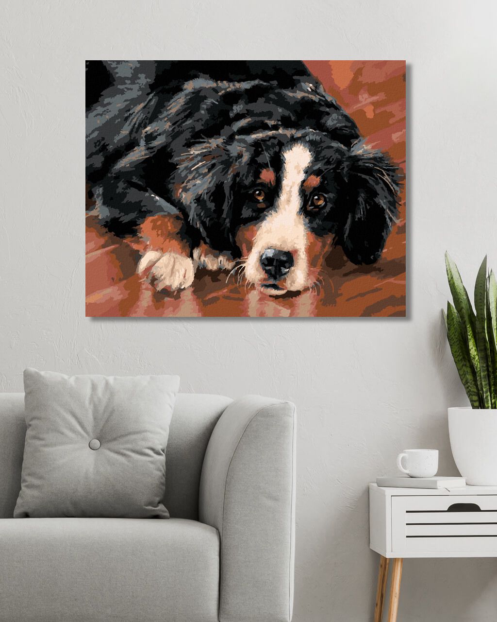 zuty Malování podle čísel – BERNSKÝ SALAŠNICKÝ PES (VICTORIA SCHULTZ) - Rozměr: 40x50 cm, Rámování: Varianta: bez rámu a bez vypnutí plátna - obrázek 6