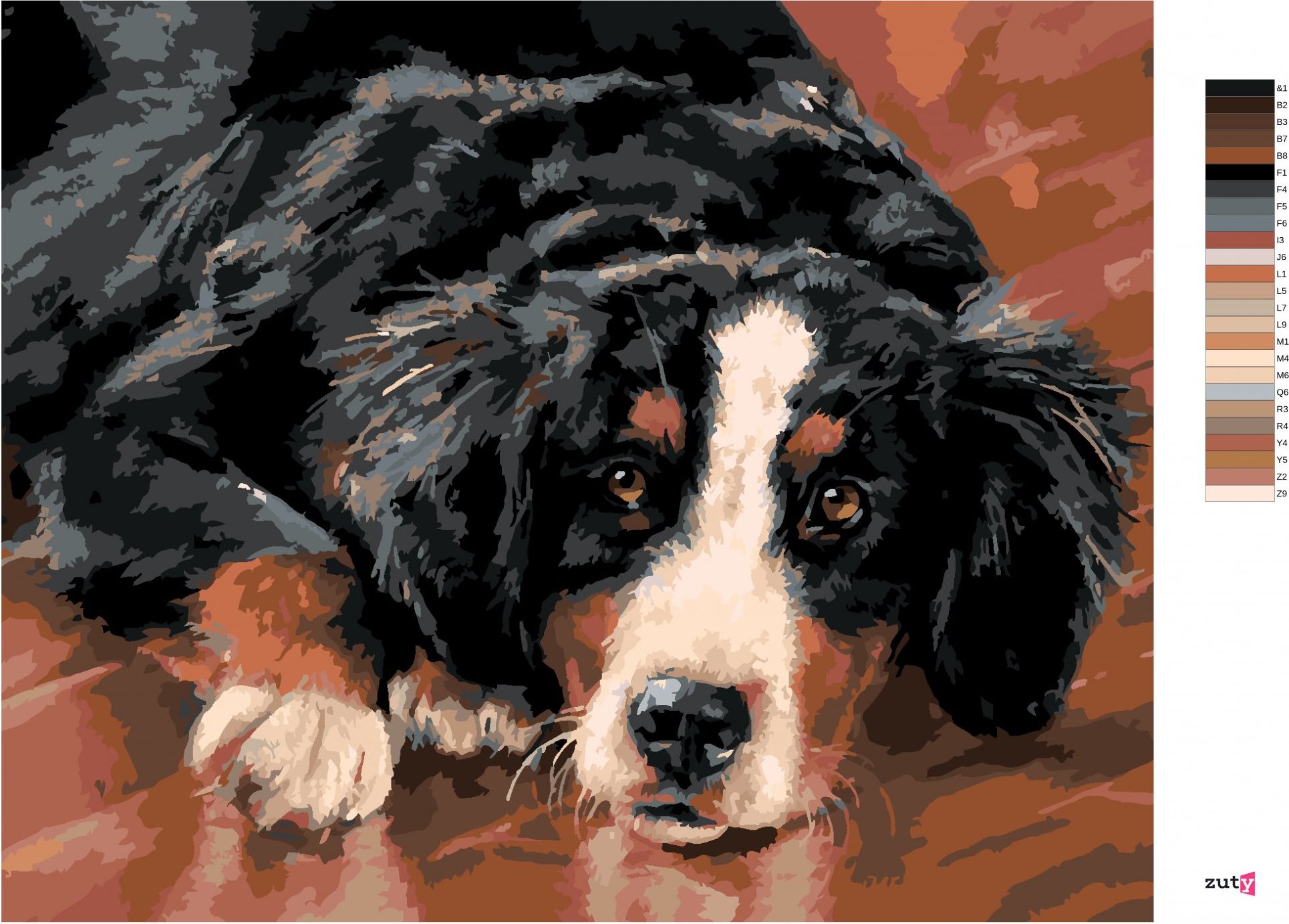 zuty Malování podle čísel – BERNSKÝ SALAŠNICKÝ PES (VICTORIA SCHULTZ) - Rozměr: 40x50 cm, Rámování: Varianta: bez rámu a bez vypnutí plátna - obrázek 8