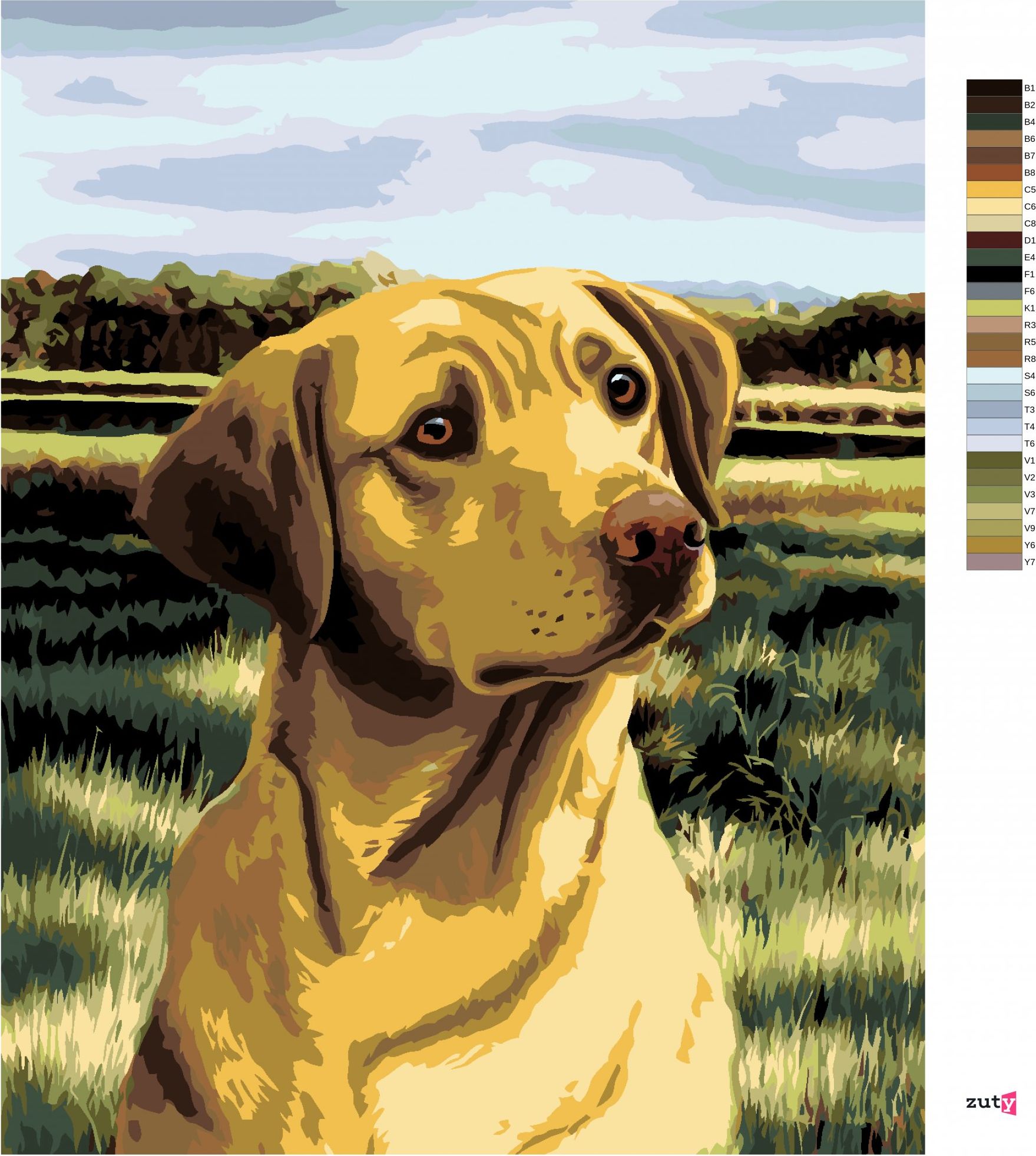zuty Malování podle čísel – LABRADOR V POLI (NORTHERN PROMOTIONS) - Rozměr: 40x50 cm, Rámování: Varianta: bez rámu a bez vypnutí plátna - obrázek 5