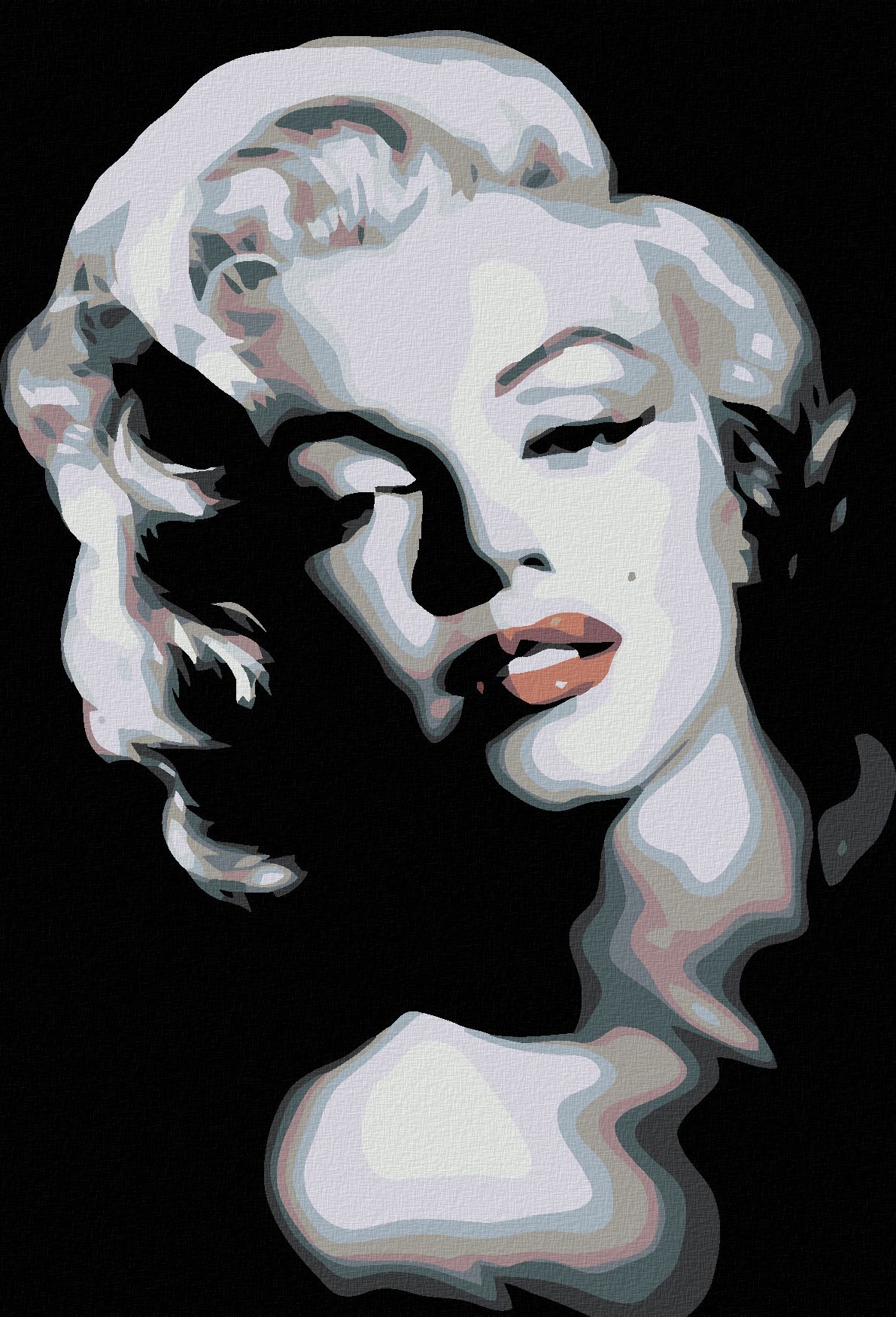 zuty Malování podle čísel - ČERNOBÍLÁ MARILYN - Rozměr: 40x50 cm, Rámování: Varianta: bez rámu a bez vypnutí plátna - obrázek 1