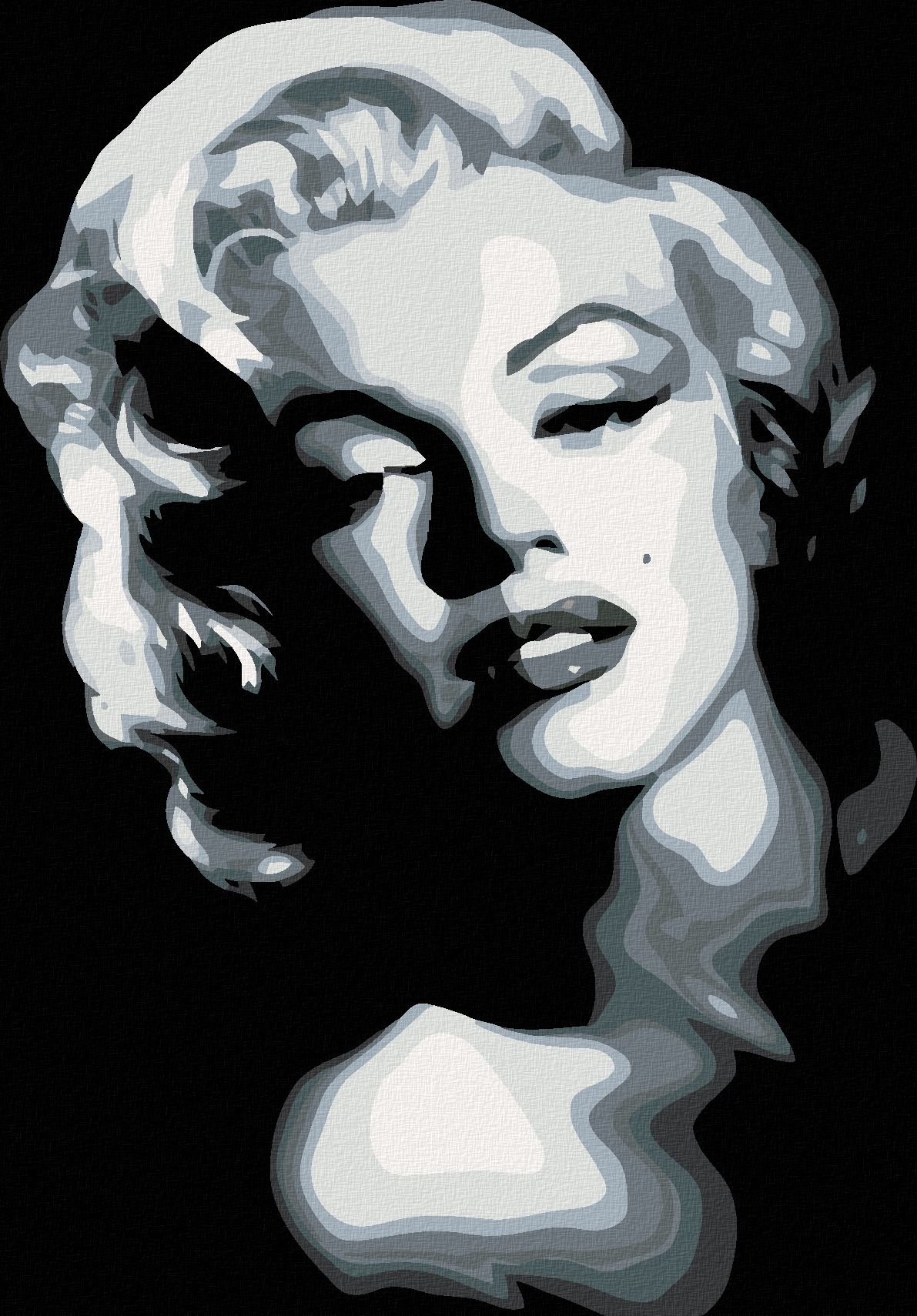 zuty Malování podle čísel - ČERNOBÍLÁ MARILYN - Rozměr: 40x50 cm, Rámování: Varianta: bez rámu a bez vypnutí plátna - obrázek 2