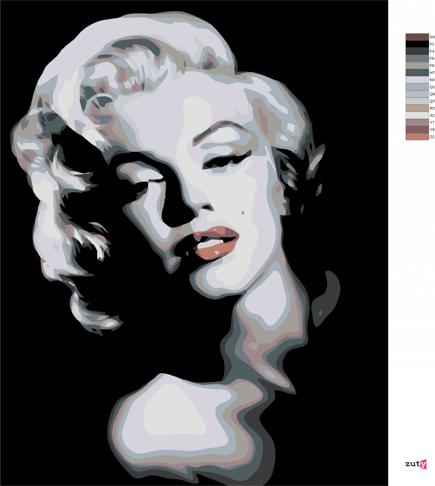 zuty Malování podle čísel - ČERNOBÍLÁ MARILYN - Rozměr: 40x50 cm, Rámování: Varianta: bez rámu a bez vypnutí plátna - obrázek 9