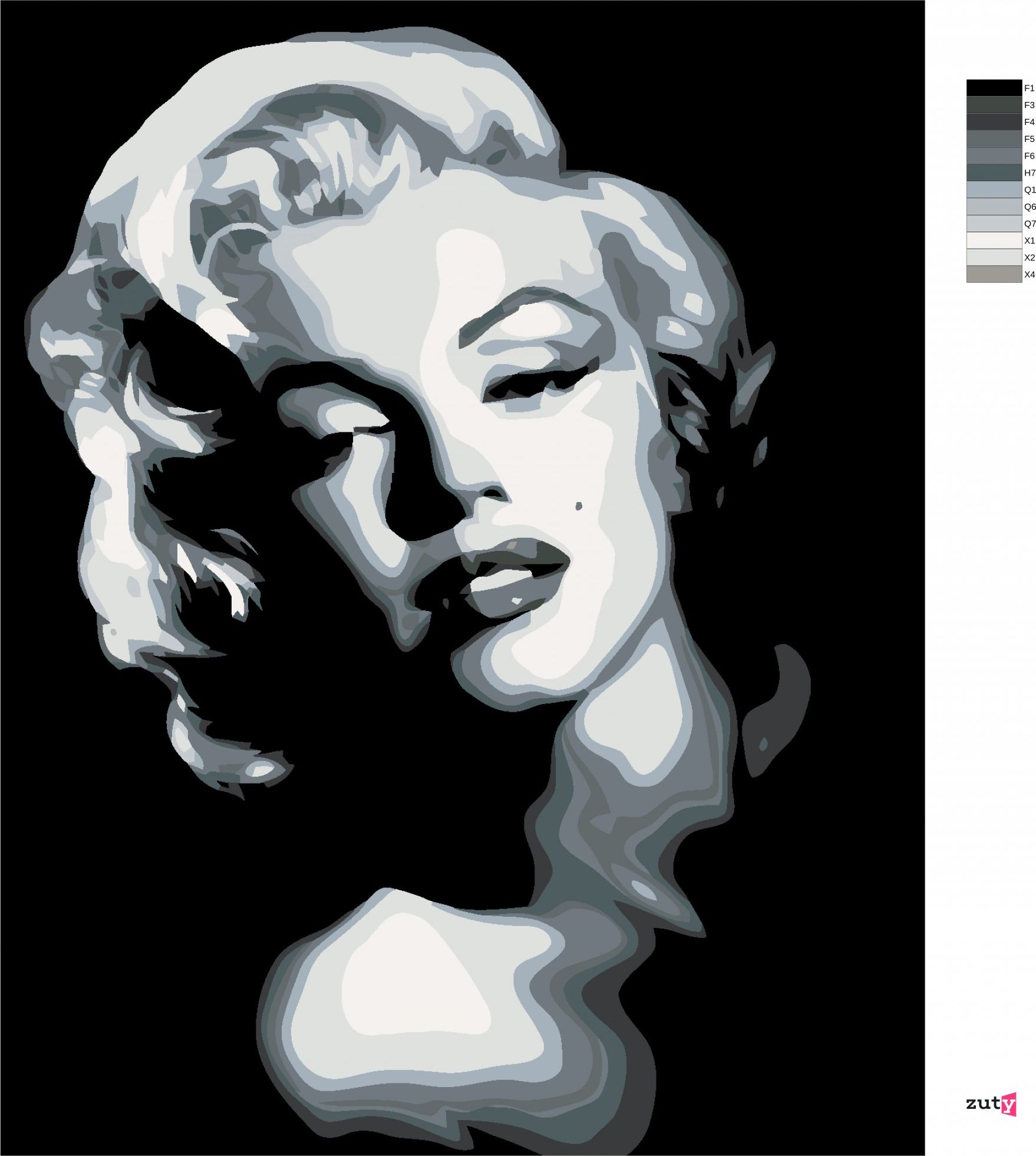 zuty Malování podle čísel - ČERNOBÍLÁ MARILYN - Rozměr: 40x50 cm, Rámování: Varianta: bez rámu a bez vypnutí plátna - obrázek 19