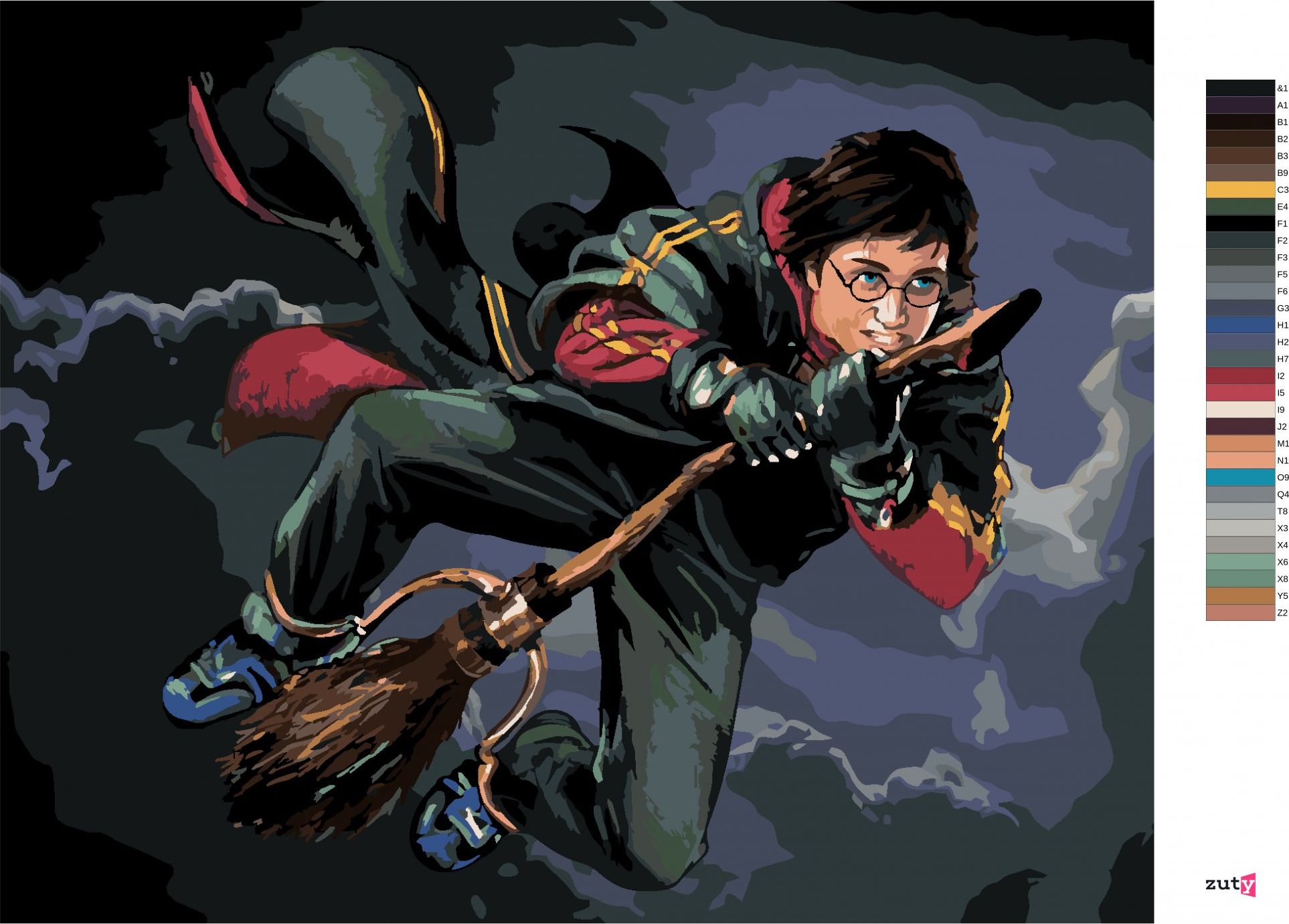 zuty Malování podle čísel - HARRY POTTER NA KOŠTĚTI - Rozměr: 40x50 cm, Rámování: Varianta: bez rámu a bez vypnutí plátna - obrázek 4