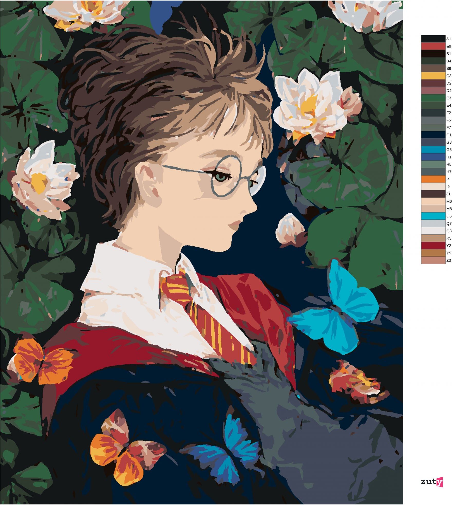 zuty Malování podle čísel - HARRY POTTER A MOTÝLI - Rozměr: 40x50 cm, Rámování: Varianta: bez rámu a bez vypnutí plátna - obrázek 4
