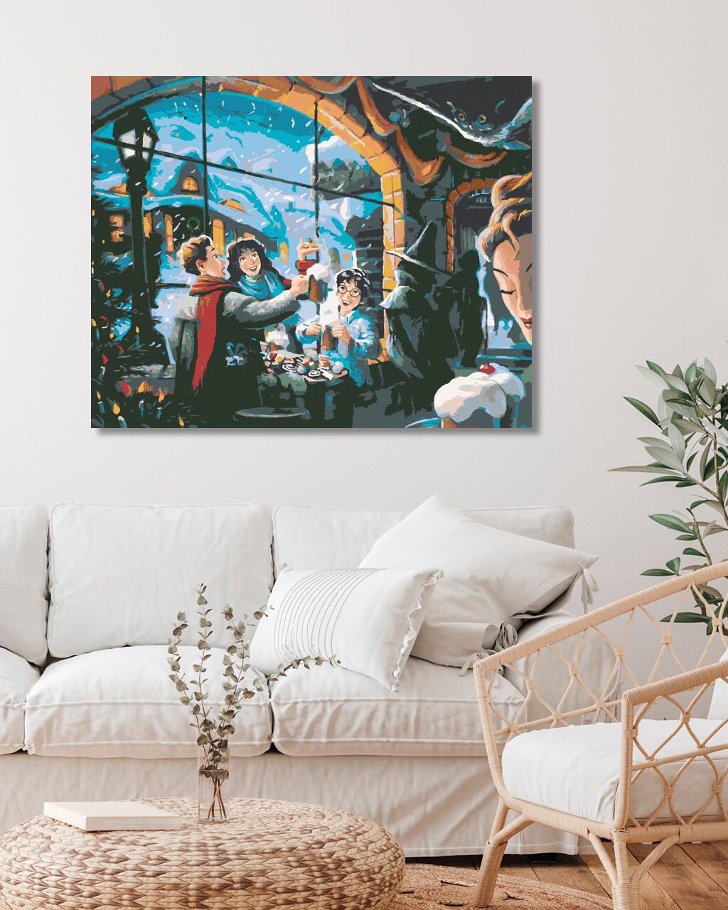 zuty Malování podle čísel - HARRY POTTER, HERMIONA A RON V HOSPODĚ U TŘÍ KOŠŤAT - Rozměr: 40x50 cm, Rámování: Varianta: bez rámu a bez vypnutí plátna - obrázek 3