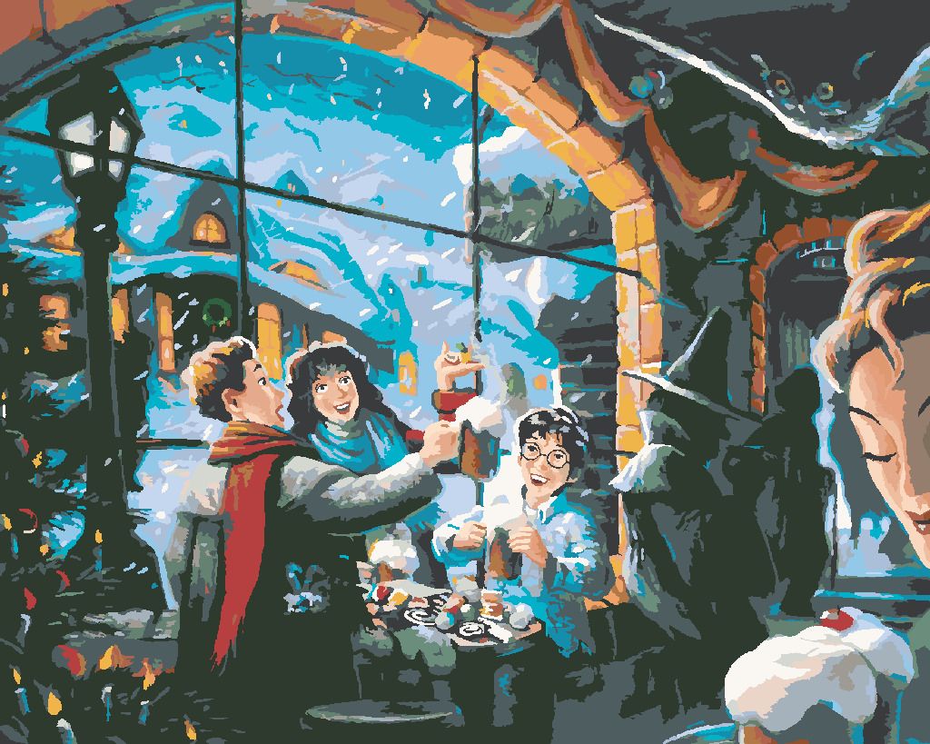 zuty Malování podle čísel - HARRY POTTER, HERMIONA A RON V HOSPODĚ U TŘÍ KOŠŤAT - Rozměr: 40x50 cm, Rámování: Varianta: bez rámu a bez vypnutí plátna - obrázek 6