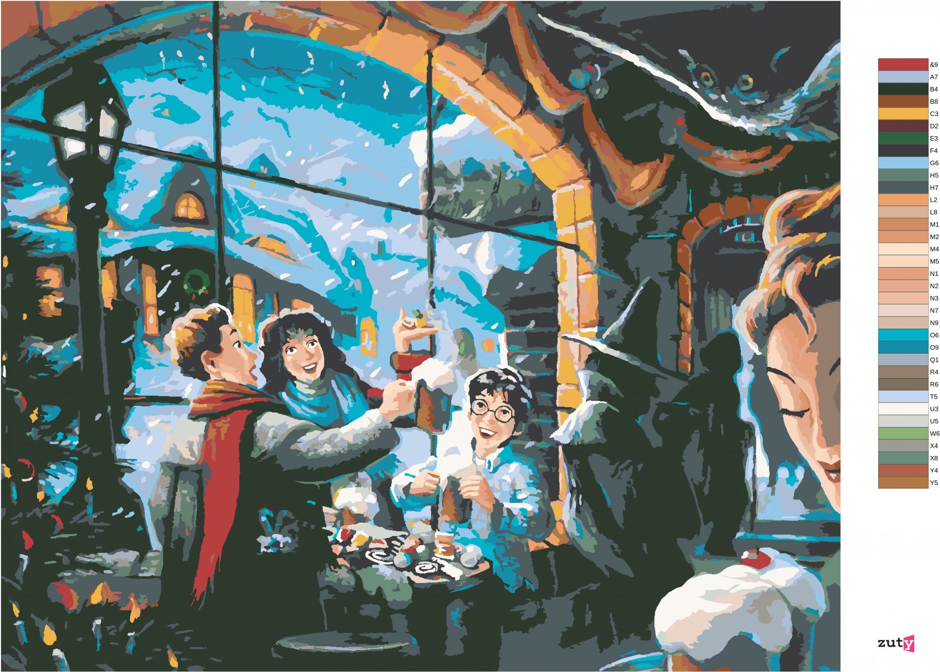 zuty Malování podle čísel - HARRY POTTER, HERMIONA A RON V HOSPODĚ U TŘÍ KOŠŤAT - Rozměr: 40x50 cm, Rámování: Varianta: bez rámu a bez vypnutí plátna - obrázek 10
