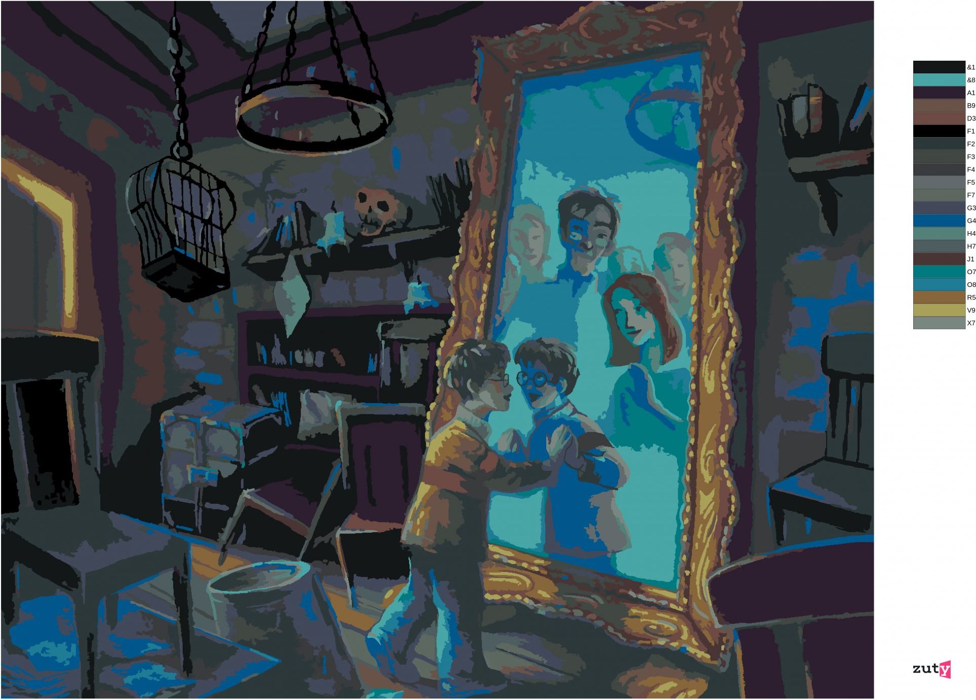 zuty Malování podle čísel - HARRY POTTER A ZRCADLO Z ERISEDU - Rozměr: 40x50 cm, Rámování: Varianta: vypnuté plátno na rám - obrázek 9
