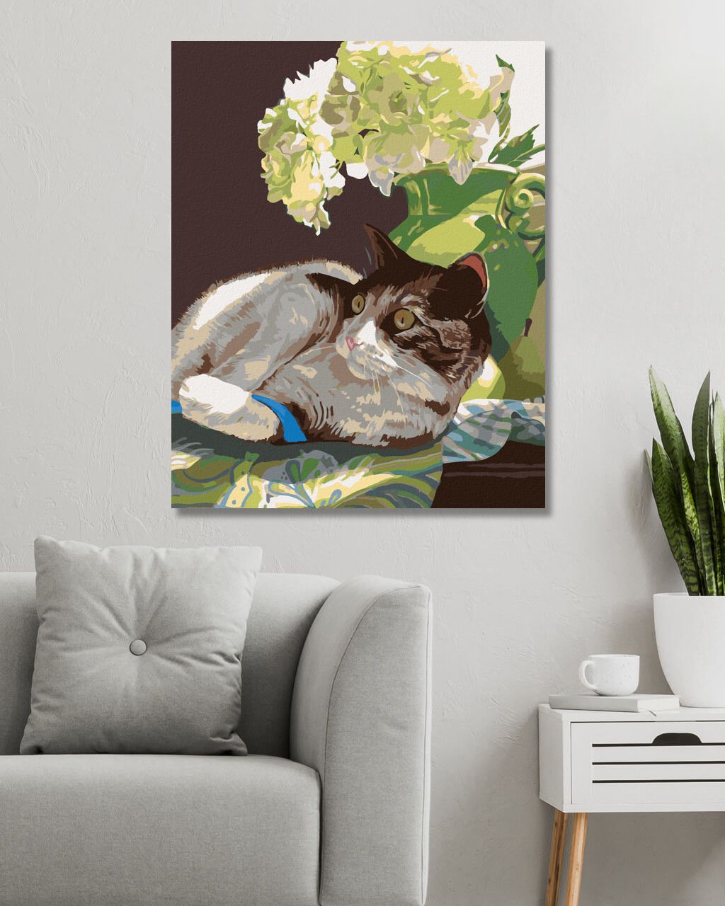 zuty Malování podle čísel - LEŽÍCÍ KOCOUR POD KVĚTINOU (MARDELL SCHUSTER) - Rozměr: 40x50 cm, Rámování: Varianta: bez rámu a bez vypnutí plátna - obrázek 7