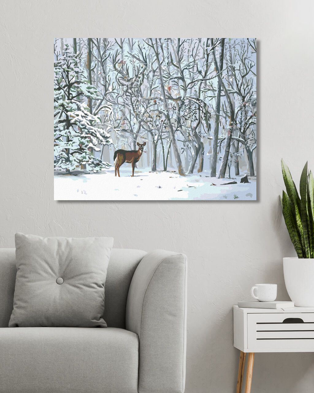 zuty Malování podle čísel - SRNA A ZASNĚŽENÉ STROMY (D. RUSTY RUST) - Rozměr: 40x50 cm, Rámování: Varianta: vypnuté plátno na rám - obrázek 3