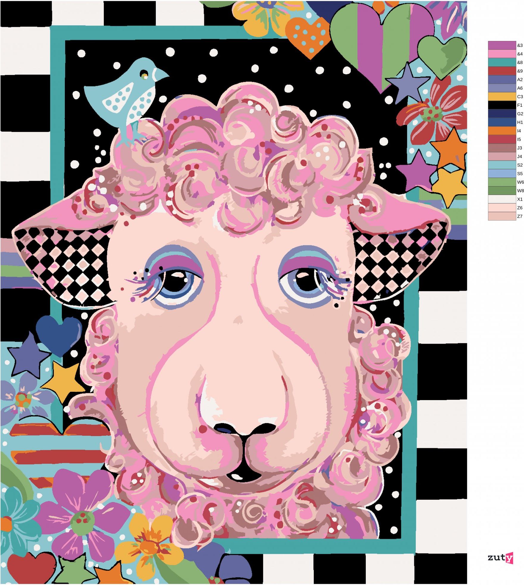 zuty Malování podle čísel - OVEČKA (JONNA JAMES) - Rozměr: 40x50 cm, Rámování: Varianta: vypnuté plátno na rám - obrázek 6