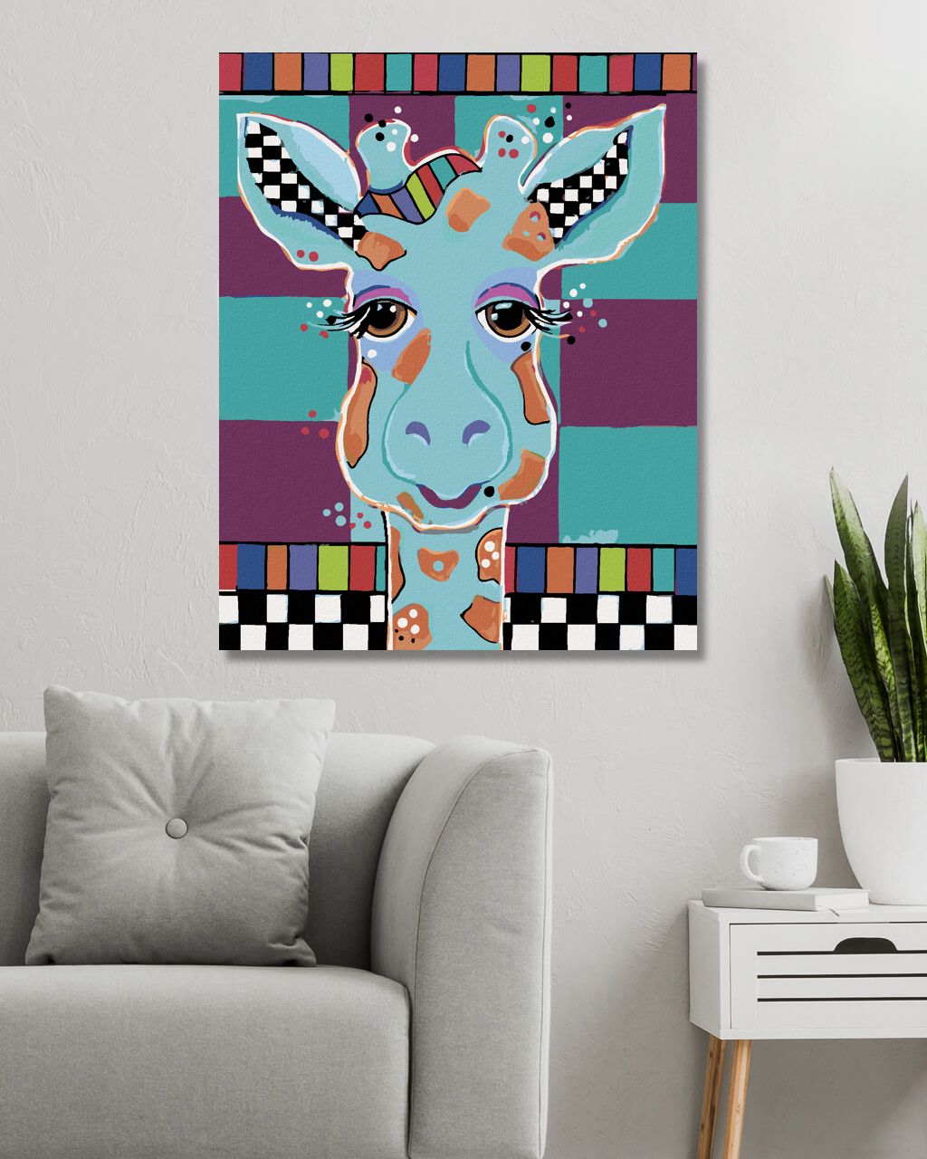zuty Malování podle čísel - ŽIRAFA NA BAREVNÉM POZADÍ (JONNA JAMES) - Rozměr: 40x50 cm, Rámování: Varianta: bez rámu a bez vypnutí plátna - obrázek 5