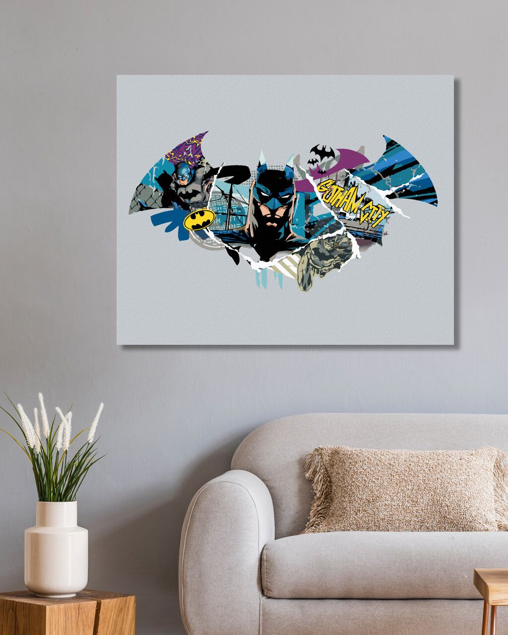 zuty Malování podle čísel - BATMAN A LOGO - Rozměr: 40x50 cm, Rámování: Varianta: bez rámu a bez vypnutí plátna - obrázek 3