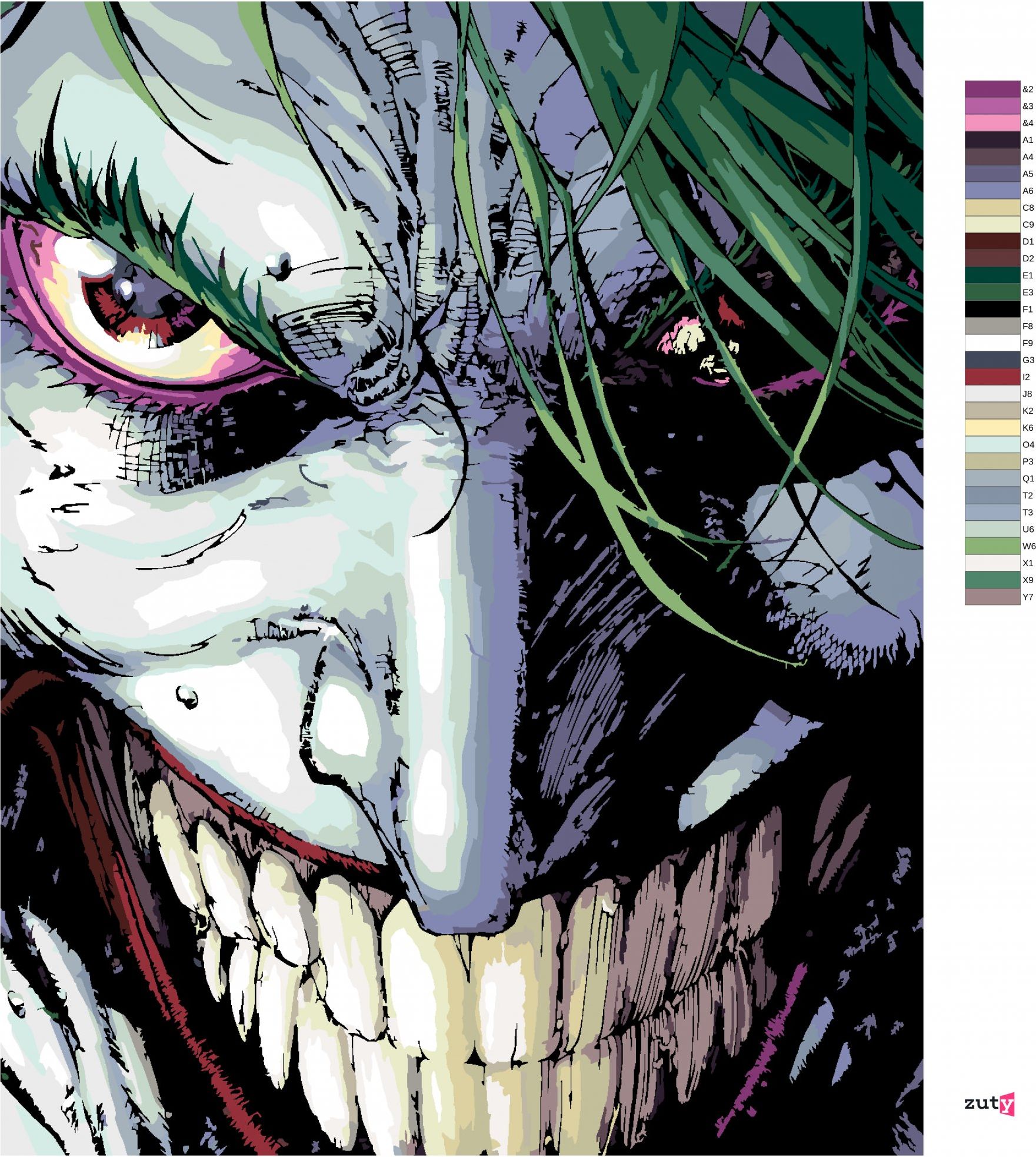 zuty Malování podle čísel - JOKER PORTRÉT (BATMAN) - Rozměr: 40x50 cm, Rámování: Varianta: bez rámu a bez vypnutí plátna - obrázek 10