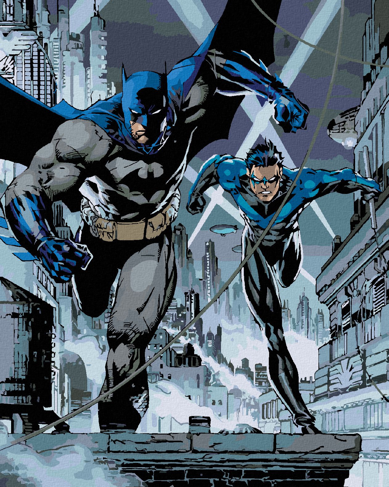 zuty Malování podle čísel - BATMAN A NIGHTWING - Rozměr: 40x50 cm, Rámování: Varianta: vypnuté plátno na rám - obrázek 1