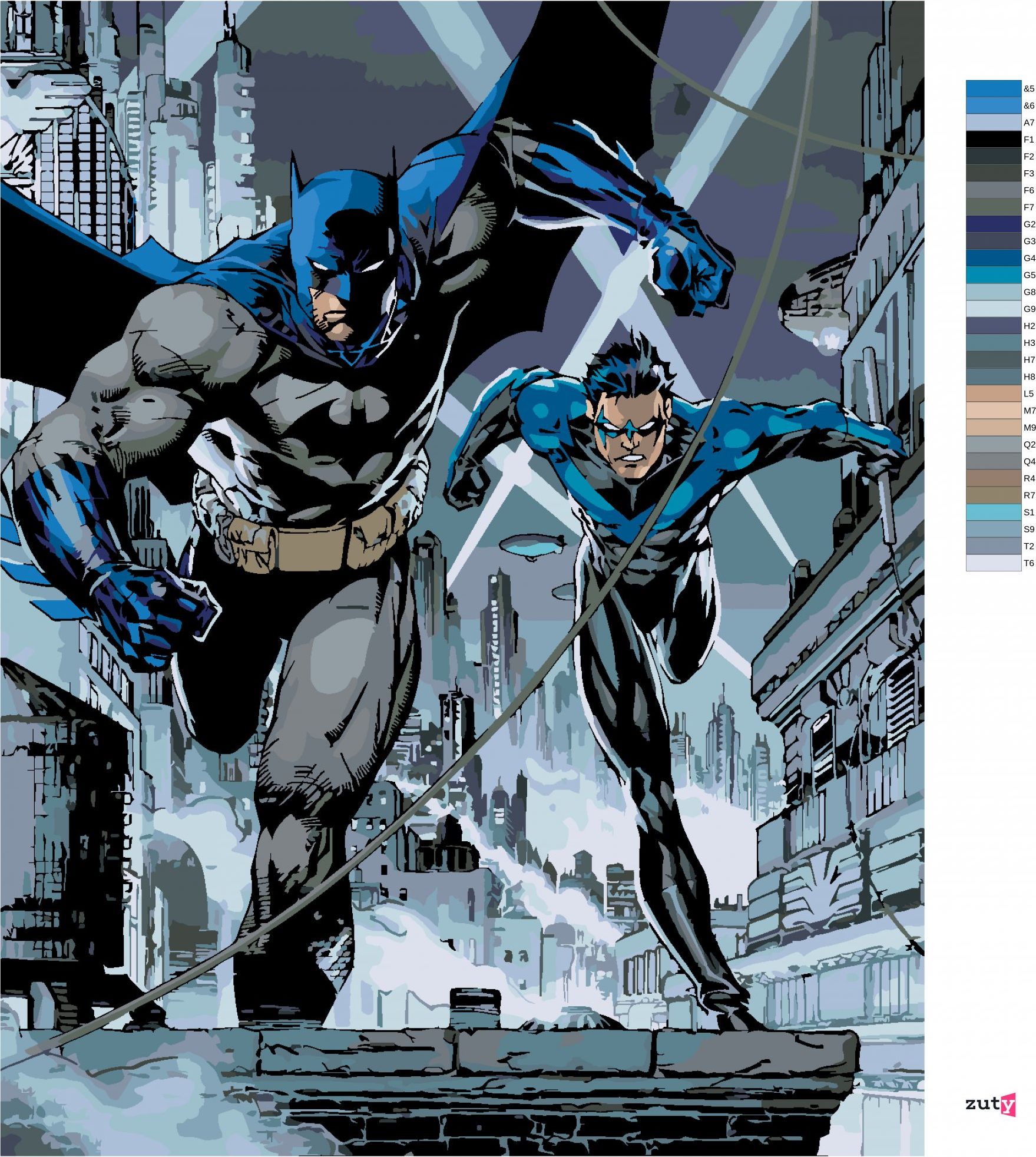 zuty Malování podle čísel - BATMAN A NIGHTWING - Rozměr: 40x50 cm, Rámování: Varianta: vypnuté plátno na rám - obrázek 6