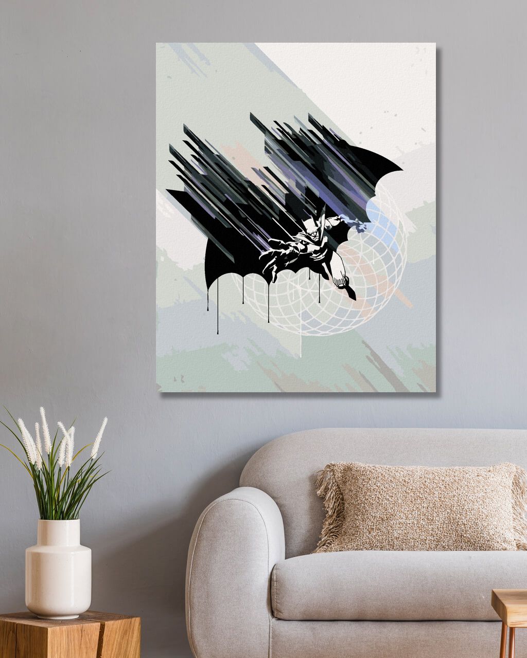 zuty Malování podle čísel - ABSTRAKTNÍ MALOVANÝ BATMAN II - Rozměr: 40x50 cm, Rámování: Varianta: vypnuté plátno na rám - obrázek 5