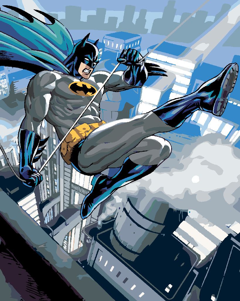 zuty Malování podle čísel - BATMAN NAD MĚSTEM - Rozměr: 40x50 cm, Rámování: Varianta: vypnuté plátno na rám - obrázek 2