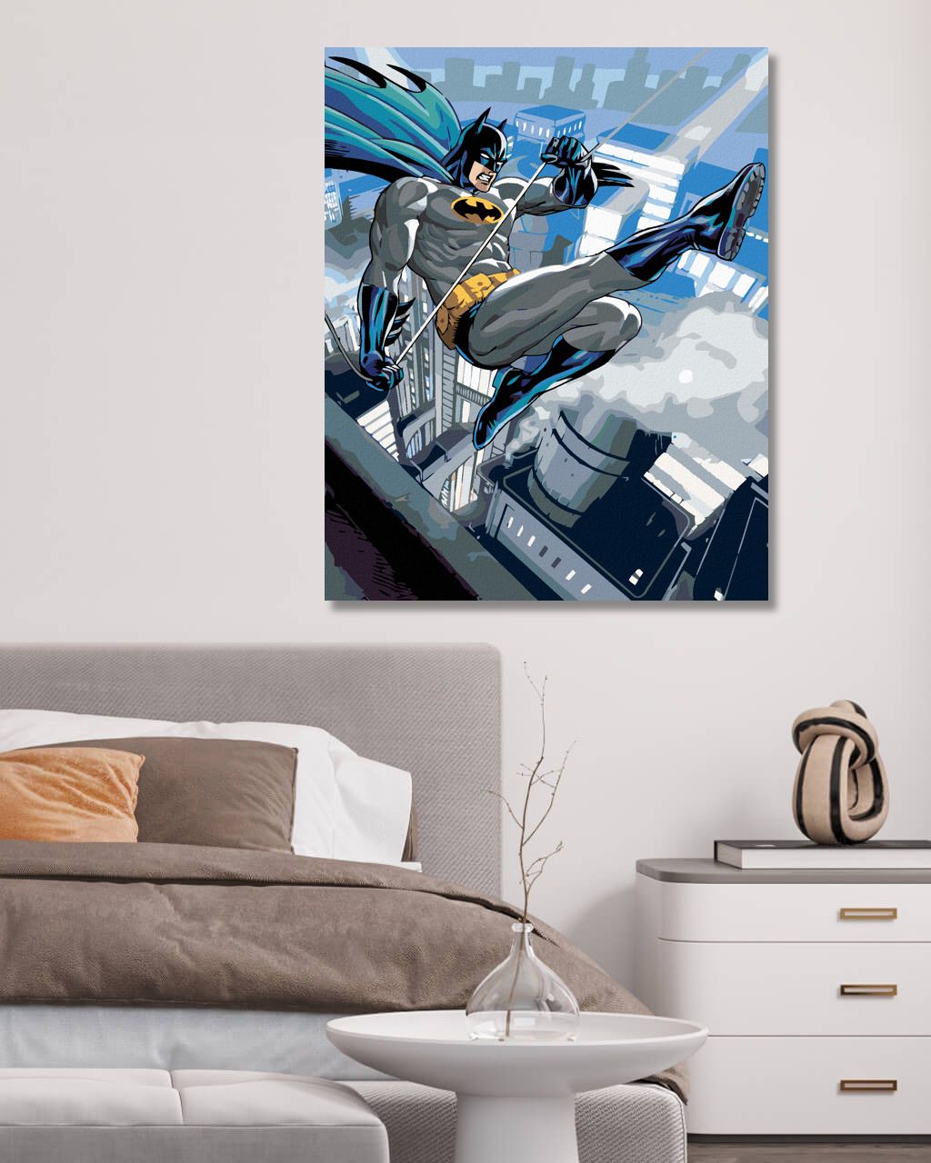 zuty Malování podle čísel - BATMAN NAD MĚSTEM - Rozměr: 40x50 cm, Rámování: Varianta: vypnuté plátno na rám - obrázek 5