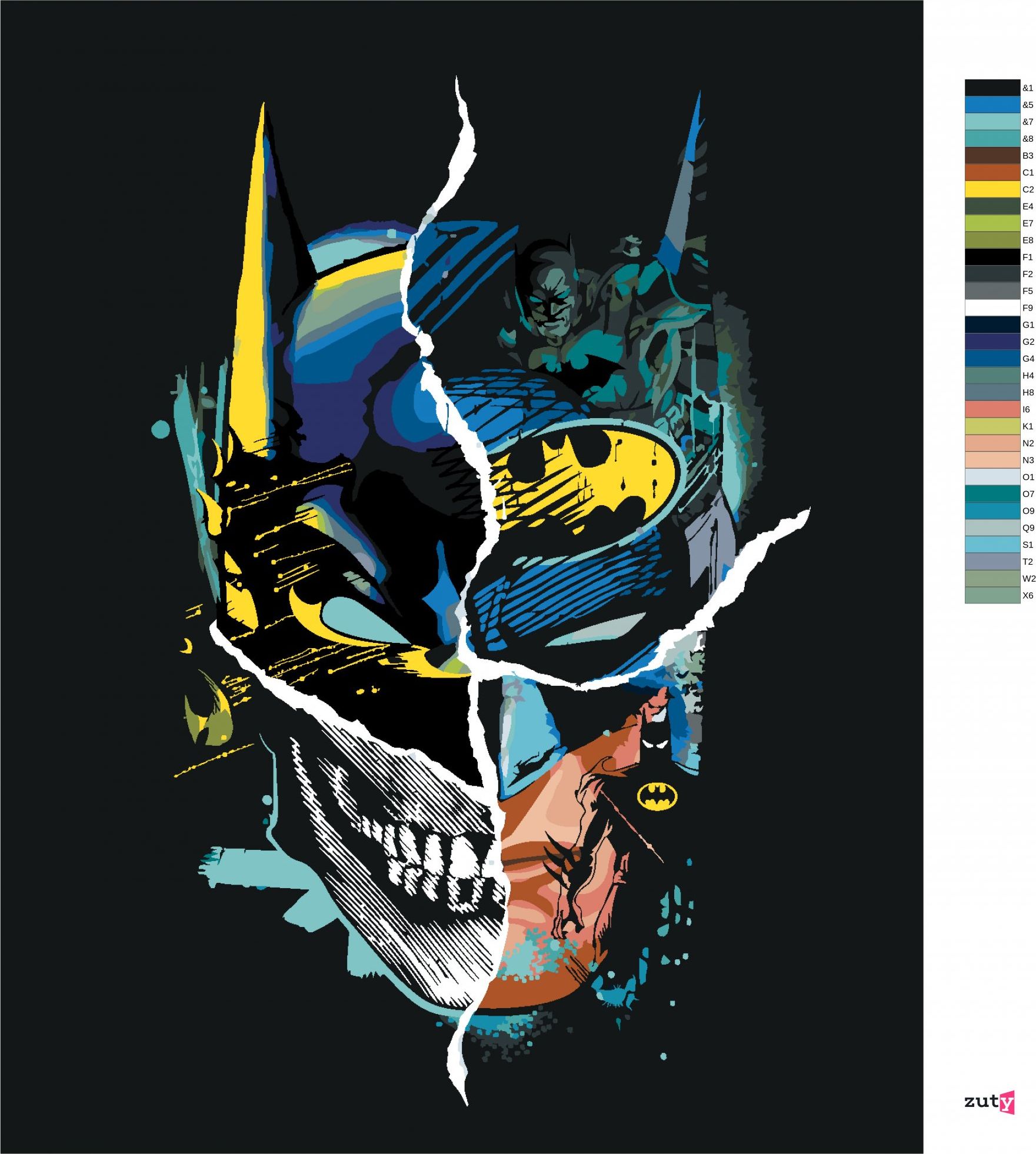 zuty Malování podle čísel - BATMAN A LEBKA - Rozměr: 40x50 cm, Rámování: Varianta: bez rámu a bez vypnutí plátna - obrázek 8
