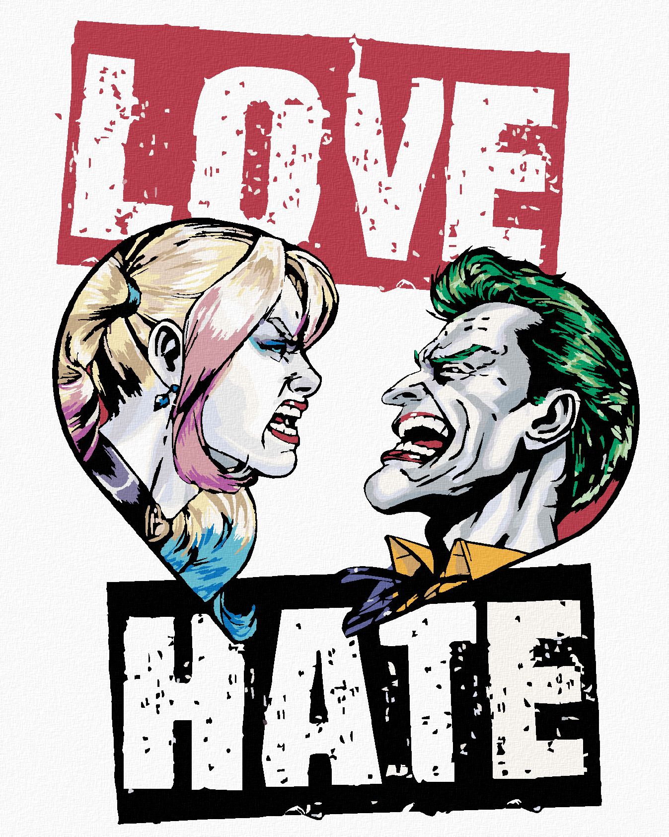 zuty Malování podle čísel - HARLEY QUINN A JOKER (BATMAN) - Rozměr: 40x50 cm, Rámování: Varianta: bez rámu a bez vypnutí plátna - obrázek 1