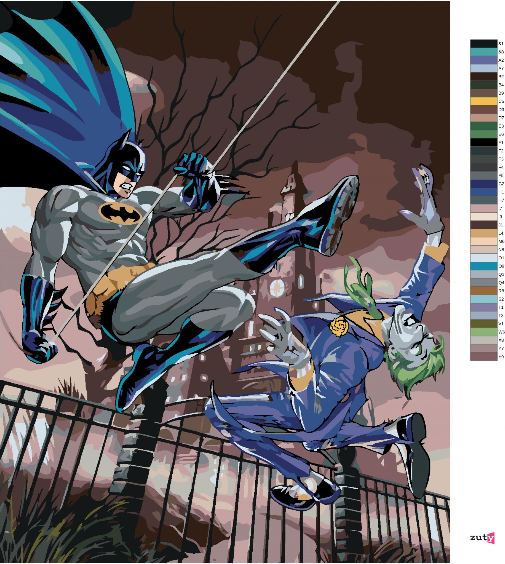 zuty Malování podle čísel - BATMAN A JOKER V BOJI - Rozměr: 40x50 cm, Rámování: Varianta: vypnuté plátno na rám - obrázek 6