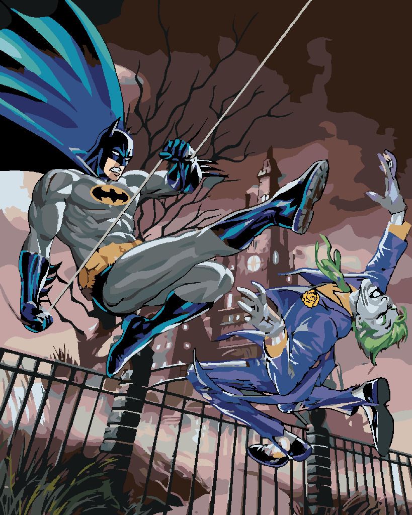 zuty Malování podle čísel - BATMAN A JOKER V BOJI - Rozměr: 40x50 cm, Rámování: Varianta: vypnuté plátno na rám - obrázek 8