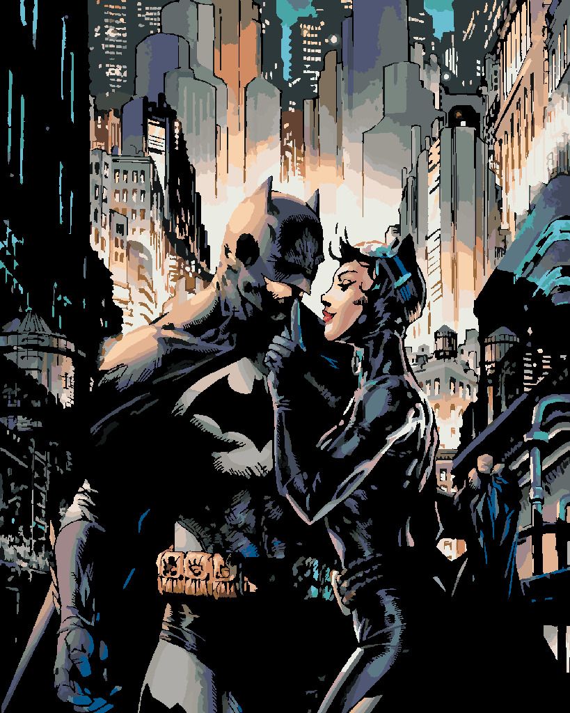 zuty Malování podle čísel - BATMAN A CATWOMAN - Rozměr: 40x50 cm, Rámování: Varianta: vypnuté plátno na rám - obrázek 2