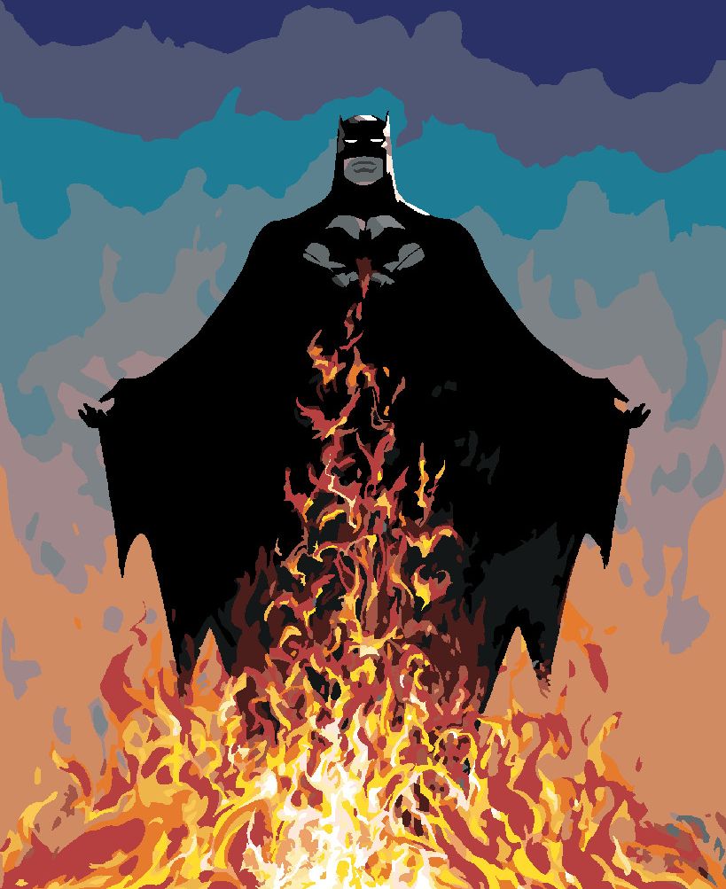 zuty Malování podle čísel - BATMAN A PLAMENY - Rozměr: 40x50 cm, Rámování: Varianta: bez rámu a bez vypnutí plátna - obrázek 6