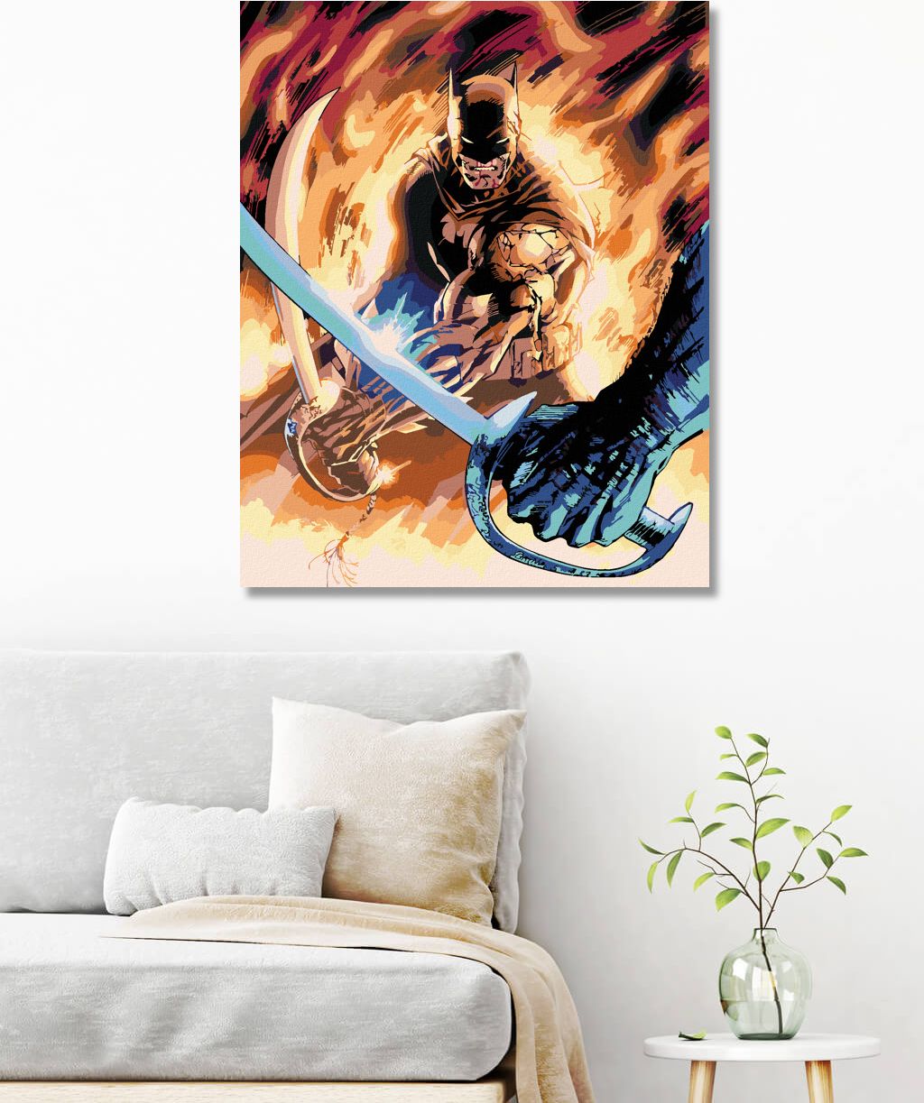 zuty Malování podle čísel - BATMAN A MEČ - Rozměr: 40x50 cm, Rámování: Varianta: vypnuté plátno na rám - obrázek 3