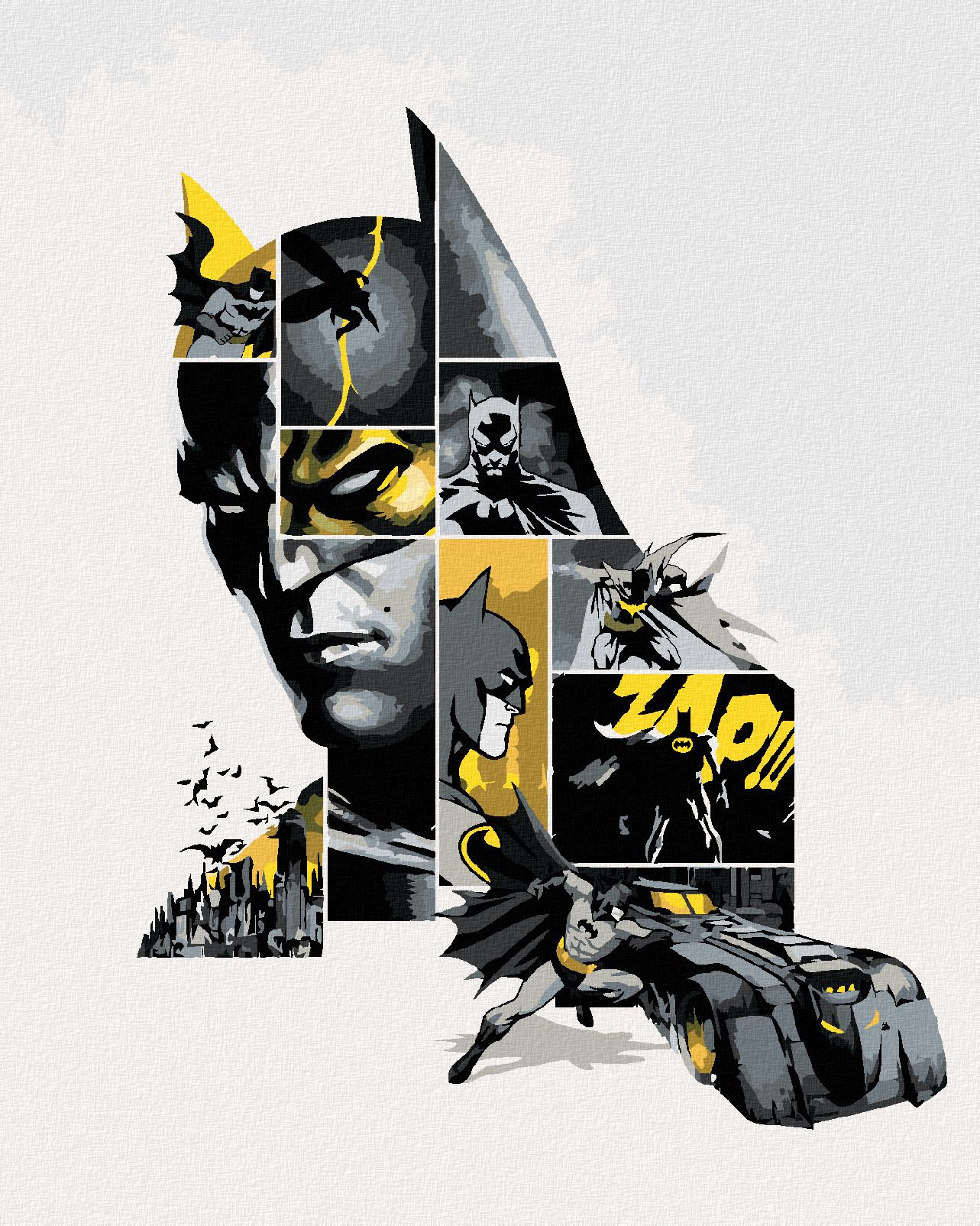 zuty Malování podle čísel - BATMAN V ŠEDÉ A ŽLUTÉ - Rozměr: 40x50 cm, Rámování: Varianta: bez rámu a bez vypnutí plátna - obrázek 1