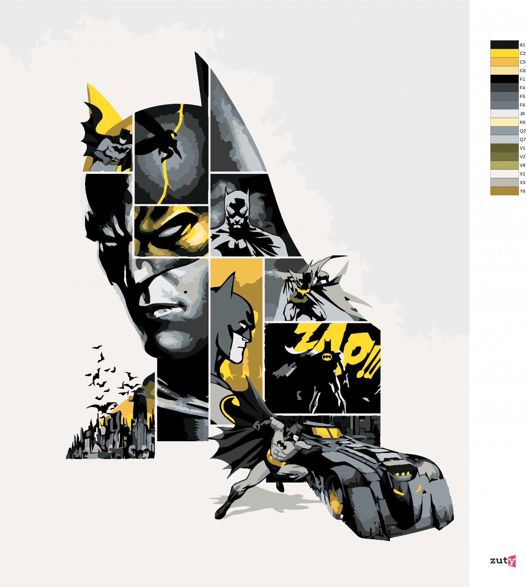 zuty Malování podle čísel - BATMAN V ŠEDÉ A ŽLUTÉ - Rozměr: 40x50 cm, Rámování: Varianta: bez rámu a bez vypnutí plátna - obrázek 8