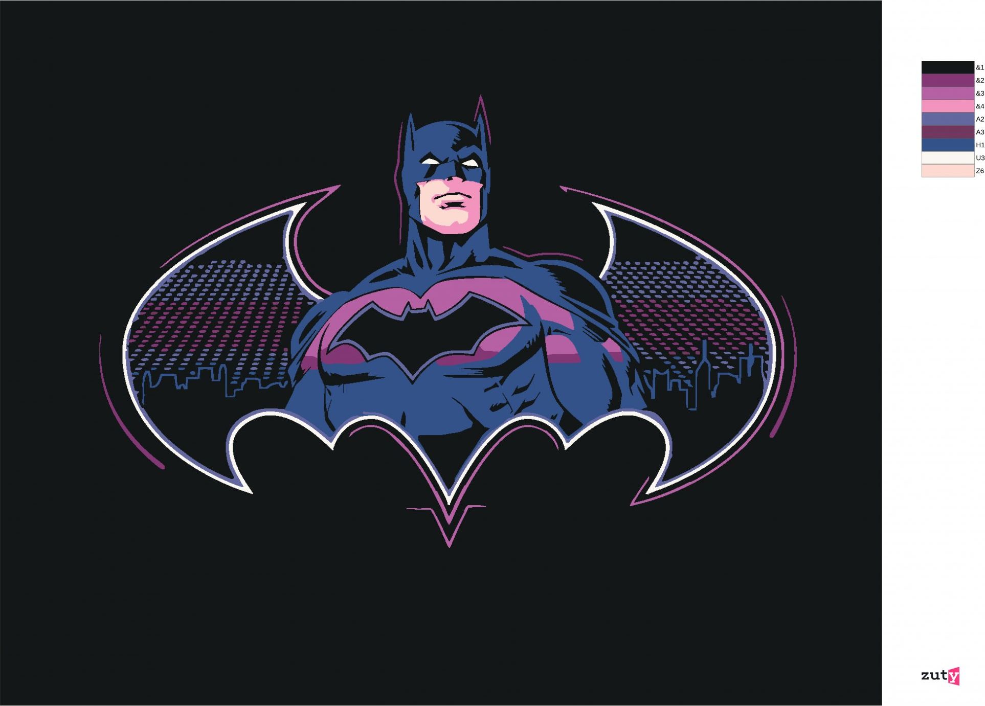 zuty Malování podle čísel - BATMAN V ODSTÍNECH FIALOVÉ - Rozměr: 40x50 cm, Rámování: Varianta: bez rámu a bez vypnutí plátna - obrázek 5