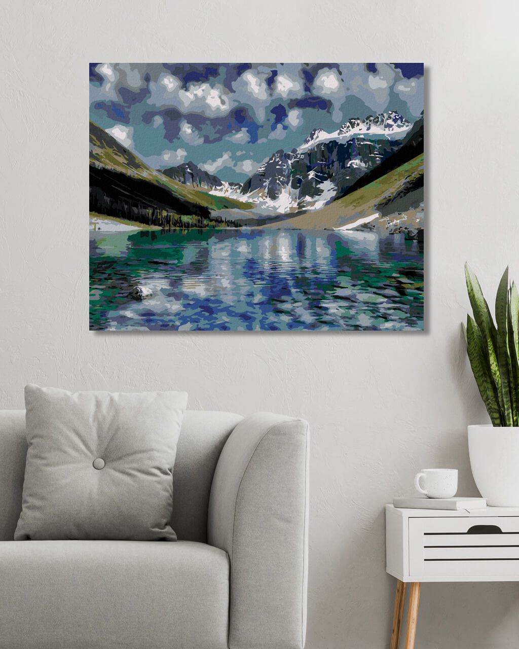 zuty Malování podle čísel - ZASNĚŽENÉ HORY A PRŮZRAČNÉ JEZERO (DENNIS FRATES) - Rozměr: 40x50 cm, Rámování: Varianta: bez rámu a bez vypnutí plátna - obrázek 10