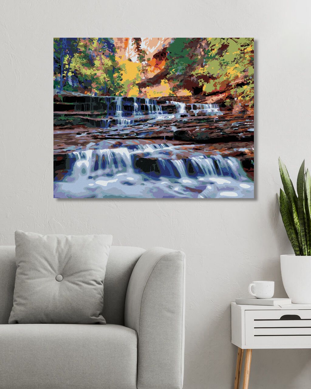zuty Malování podle čísel - MALÉ VODOPÁDY V LESE (DENNIS FRATES) - Rozměr: 40x50 cm, Rámování: Varianta: bez rámu a bez vypnutí plátna - obrázek 3
