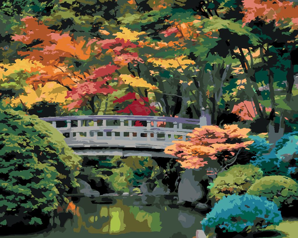 zuty Malování podle čísel - JAPONSKÁ ZAHRADA (DENNIS FRATES) - Rozměr: 40x50 cm, Rámování: Varianta: vypnuté plátno na rám - obrázek 2