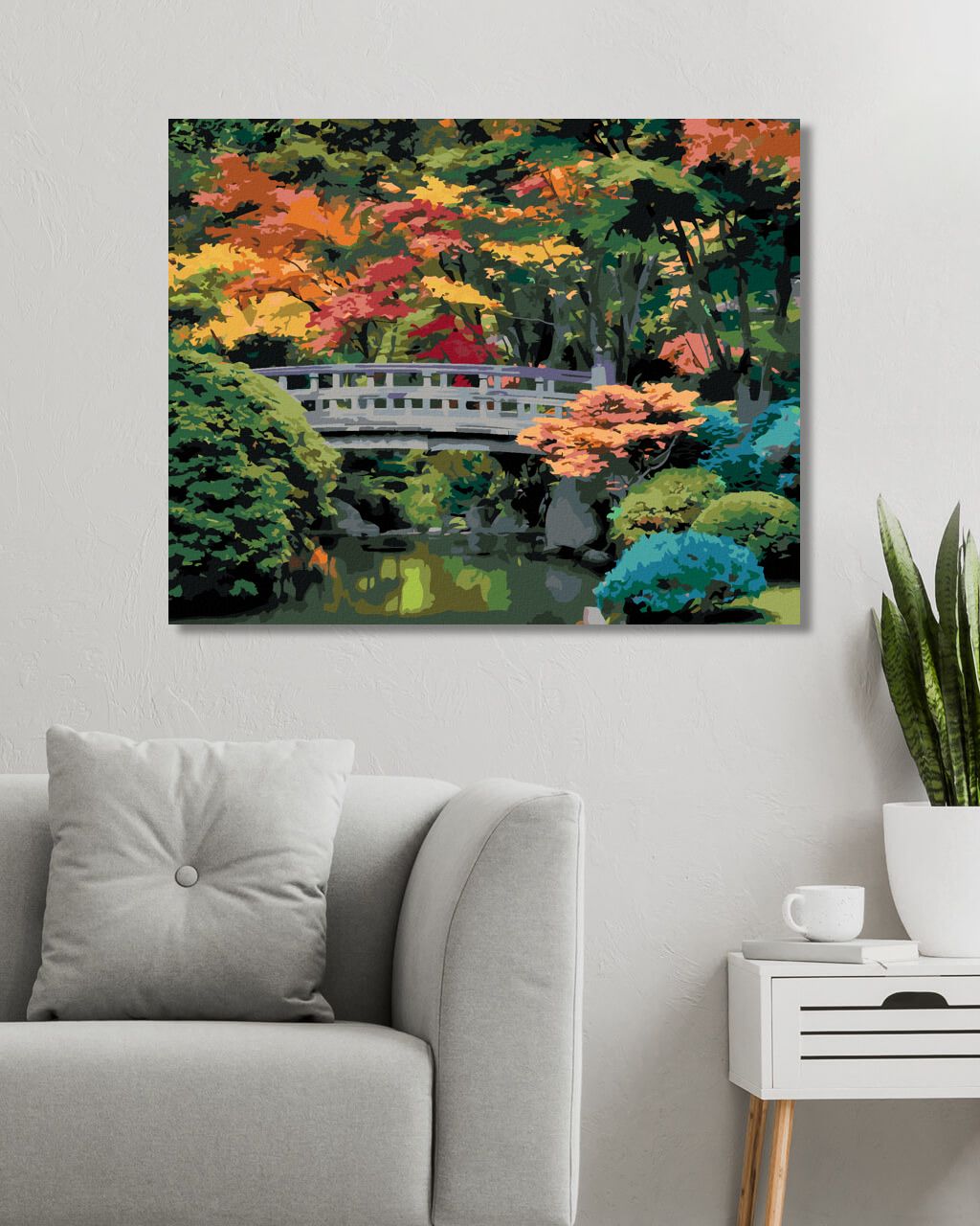 zuty Malování podle čísel - JAPONSKÁ ZAHRADA (DENNIS FRATES) - Rozměr: 40x50 cm, Rámování: Varianta: vypnuté plátno na rám - obrázek 4