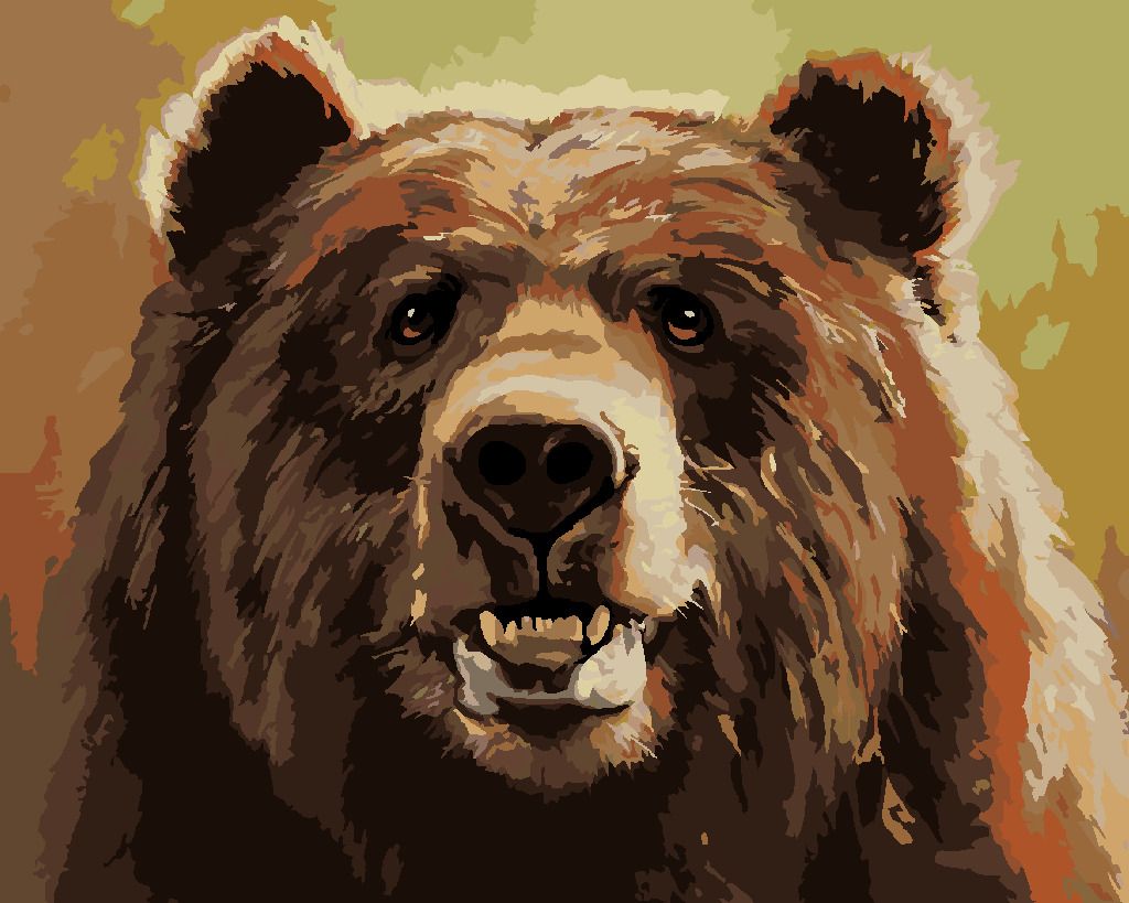zuty Malování podle čísel - MEDVĚD A ÚSMĚV (D. RUSTY RUST) - Rozměr: 40x50 cm, Rámování: Varianta: bez rámu a bez vypnutí plátna - obrázek 3