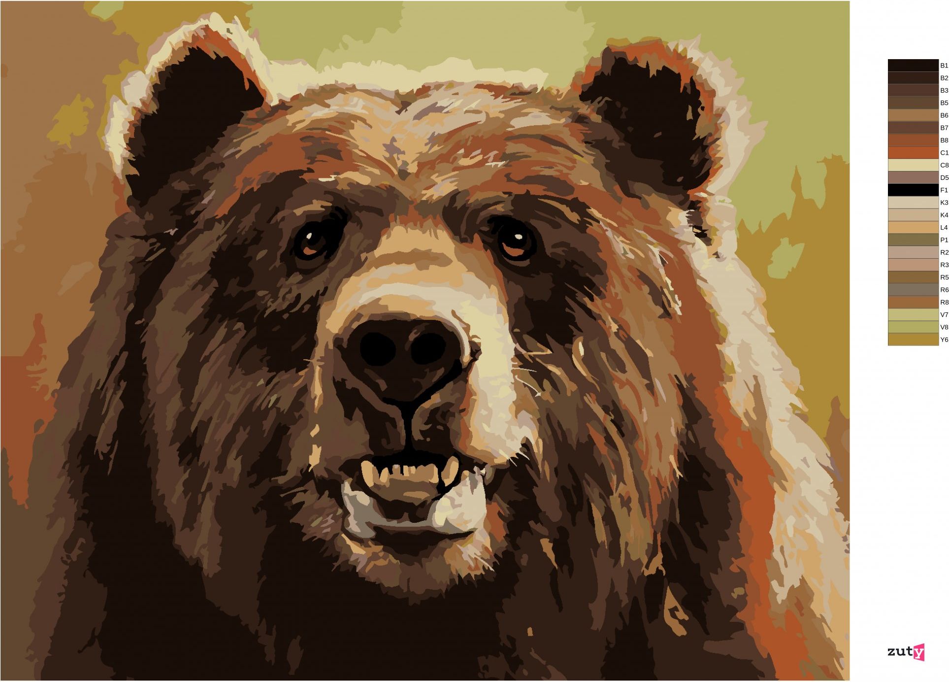 zuty Malování podle čísel - MEDVĚD A ÚSMĚV (D. RUSTY RUST) - Rozměr: 40x50 cm, Rámování: Varianta: bez rámu a bez vypnutí plátna - obrázek 9