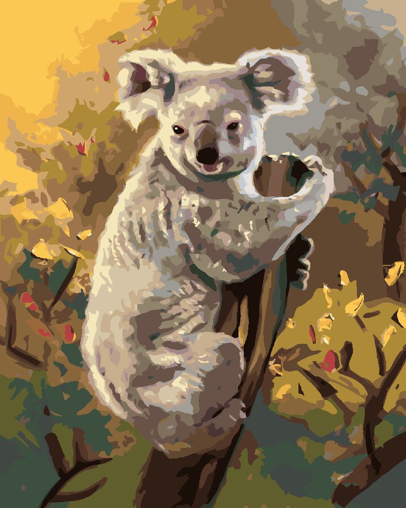 zuty Malování podle čísel - KOALA NA KMENI STROMU (D. RUSTY RUST) - Rozměr: 40x50 cm, Rámování: Varianta: bez rámu a bez vypnutí plátna - obrázek 3