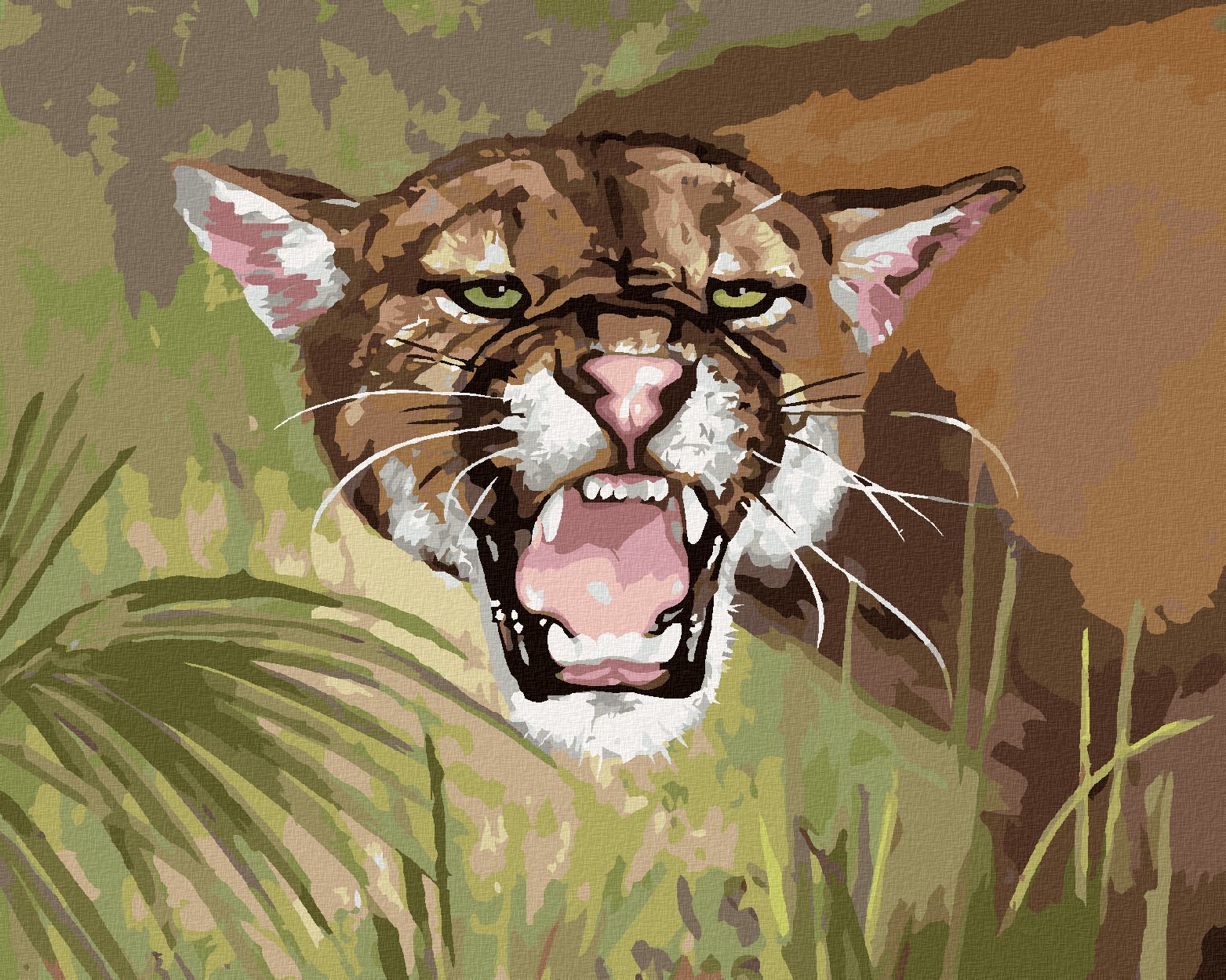 zuty Malování podle čísel - PUMA UKAZUJÍCÍ ZUBY (D. RUSTY RUST) - Rozměr: 40x50 cm, Rámování: Varianta: bez rámu a bez vypnutí plátna - obrázek 1