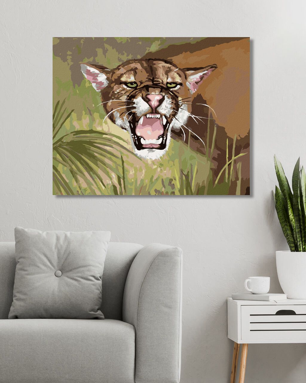 zuty Malování podle čísel - PUMA UKAZUJÍCÍ ZUBY (D. RUSTY RUST) - Rozměr: 40x50 cm, Rámování: Varianta: bez rámu a bez vypnutí plátna - obrázek 4