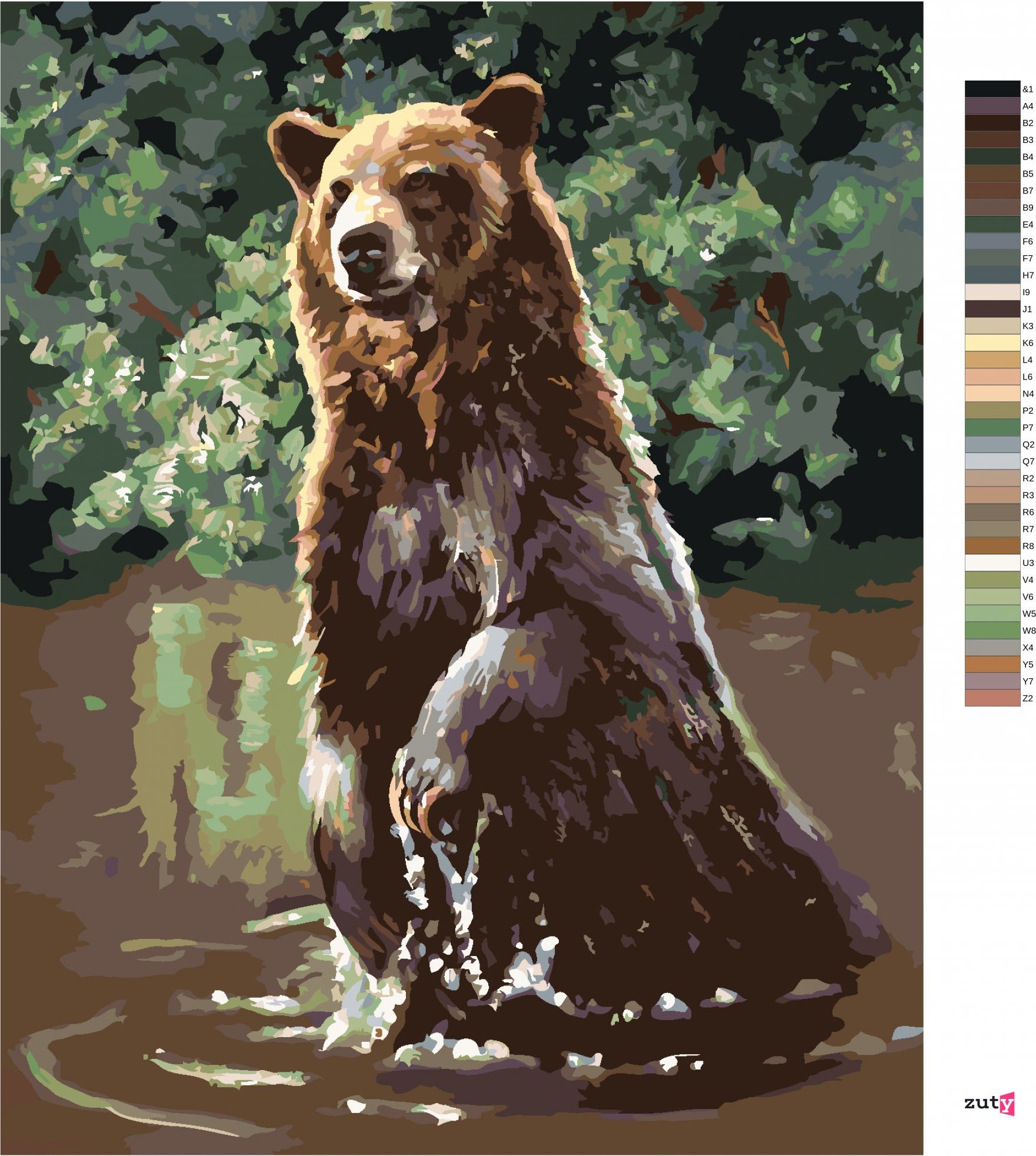 zuty Malování podle čísel - MEDVĚD VE VODĚ (D. RUSTY RUST) - Rozměr: 40x50 cm, Rámování: Varianta: vypnuté plátno na rám - obrázek 9